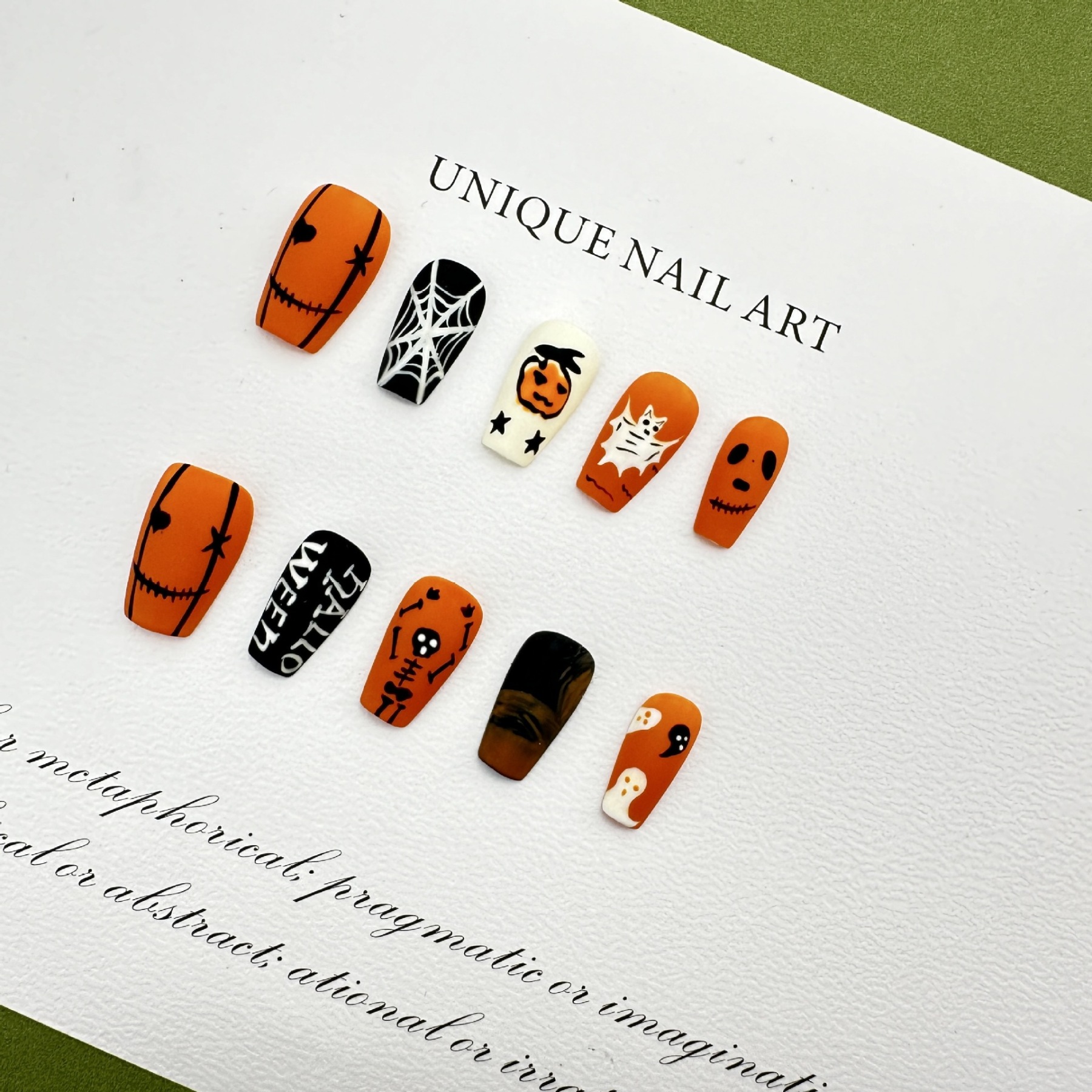 Handmade Halloween Press-On Nail Tips-yw023