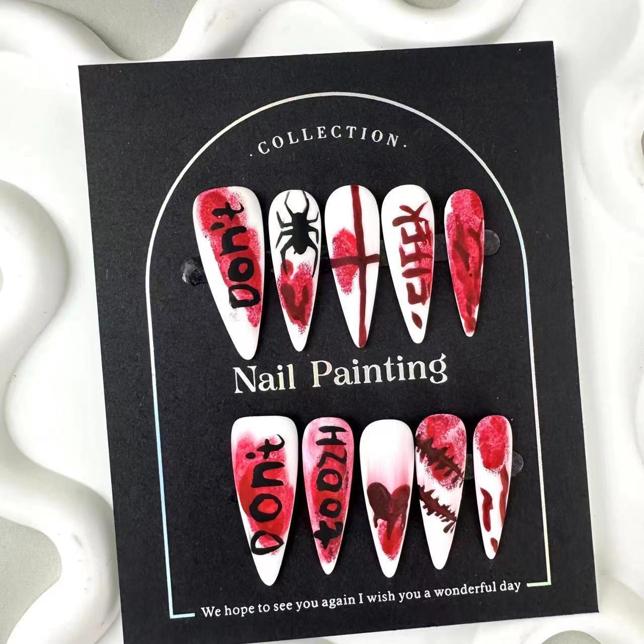 Handmade Halloween Press-On Nail Tips-yw012
