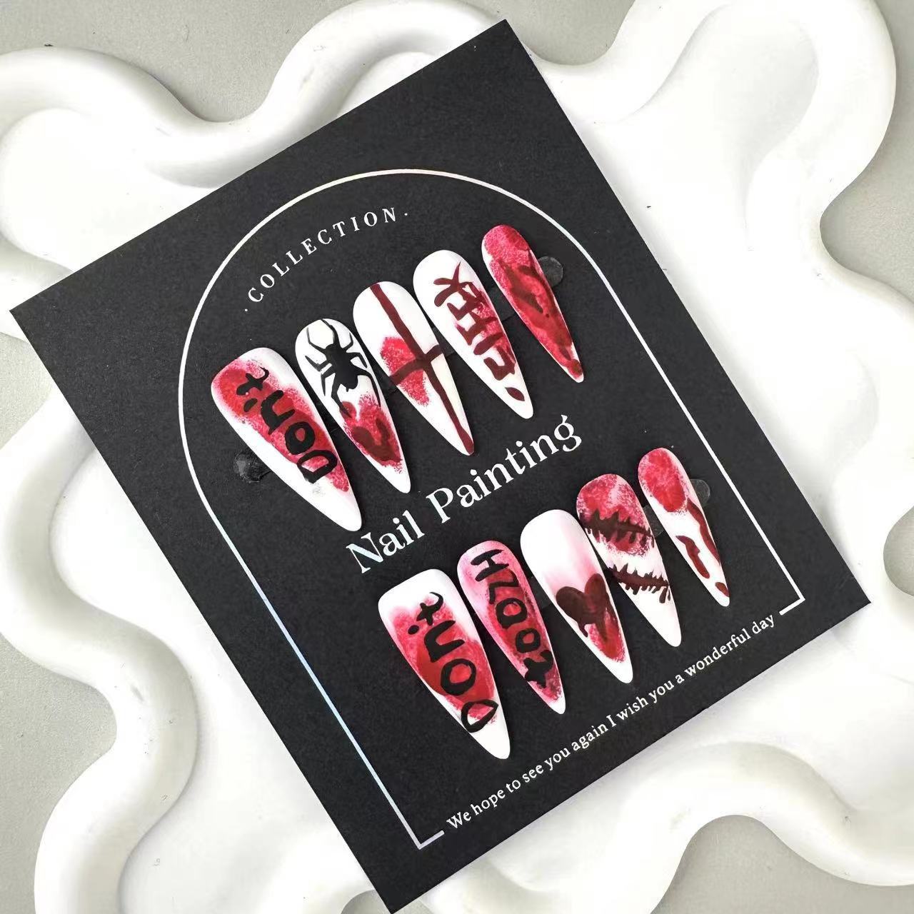 Handmade Halloween Press-On Nail Tips-yw012