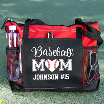 Personalized Ball Mom Tote Bag , Sports Bag