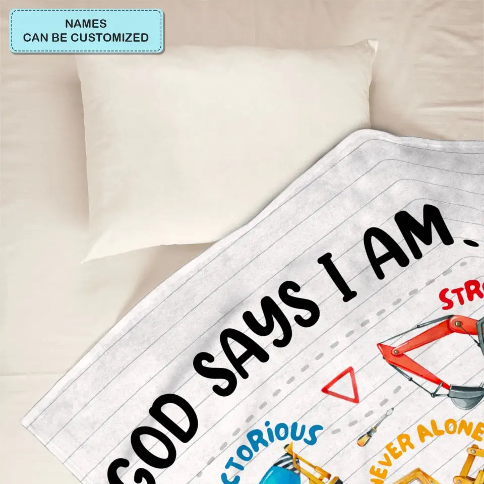God Says I Am - Personalized Custom Blanket - Christmas Gift For Kids