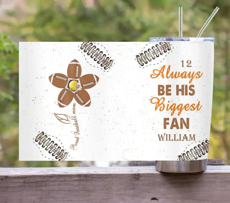 Custom Personalized Proud Football Mom Tumbler - Gift Idea For Son From Mom