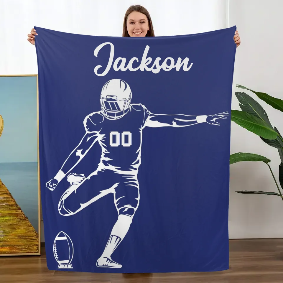 Customized Football Blanket With Name and Number