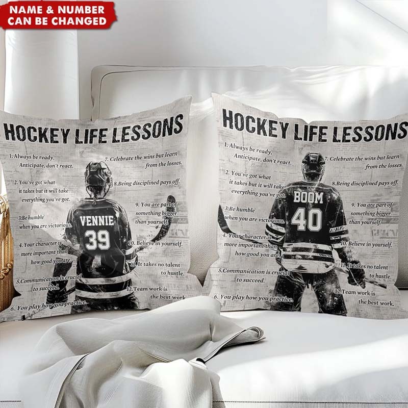 Personalized Hockey Life Lessons Pillow-Gift For Hockey Lovers