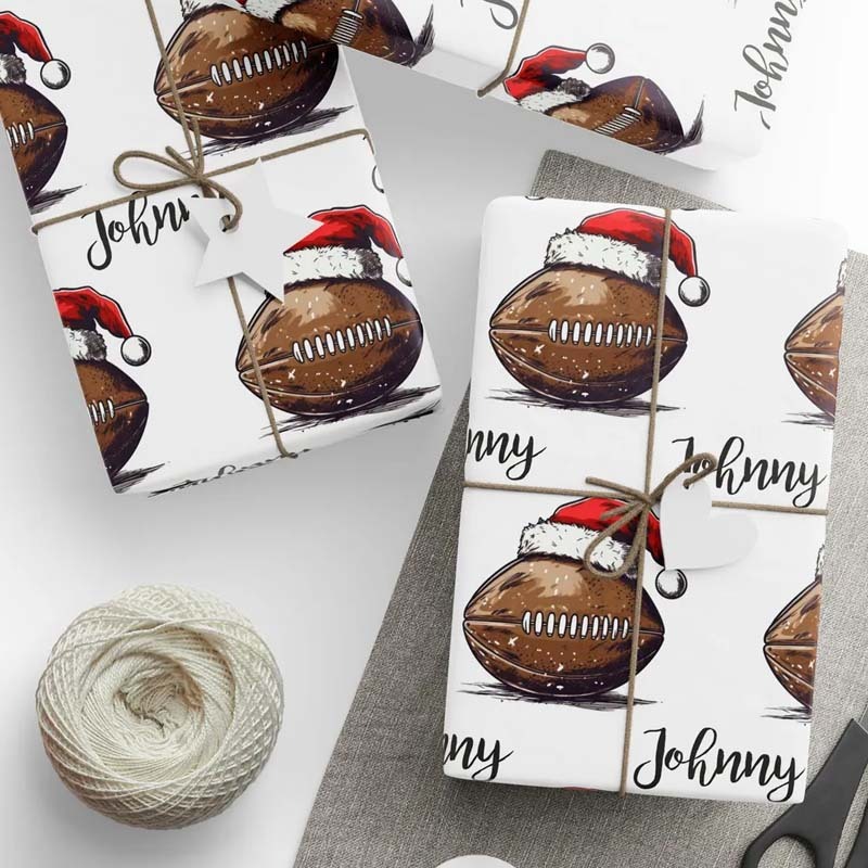 Personalized Football Fan Christmas Wrapping Paper For Football Lover