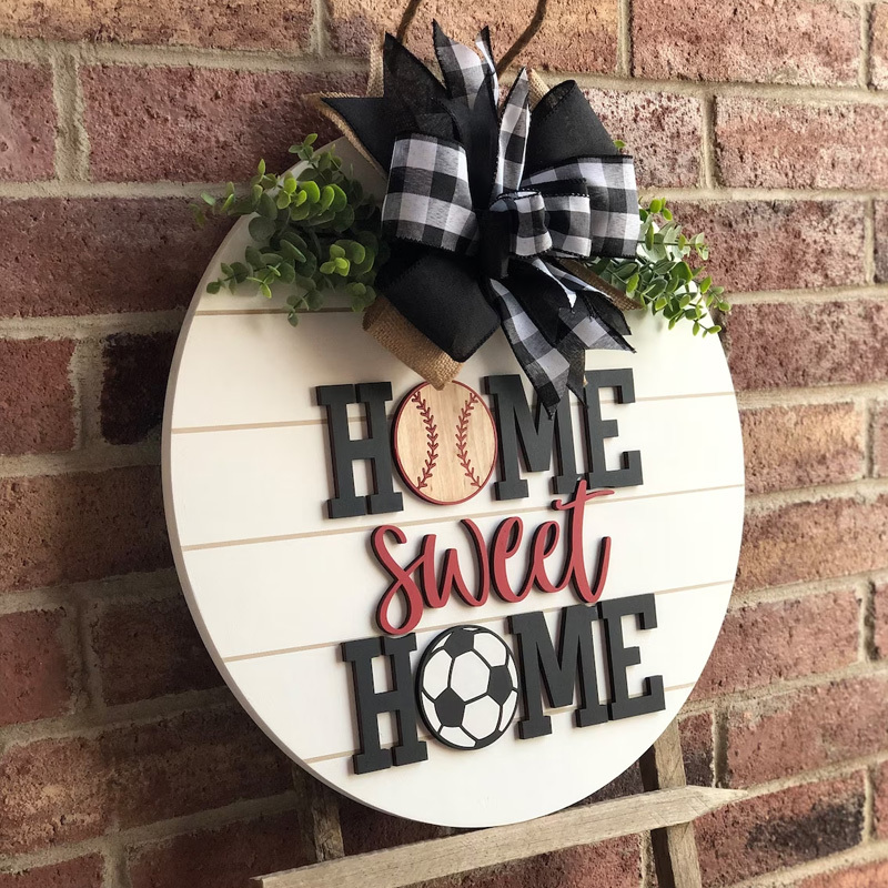 Baseball Door Hanger, Home Sweet Home Sign