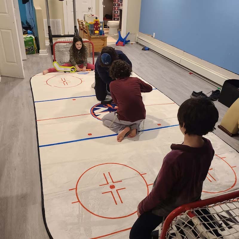 Ice Hockey Rink Printed Area Rug with Custom Team Logo Gift For Ice Hockey Lovers