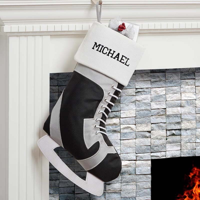 Hockey Skate Personalized Christmas Stocking Custom Stocking Hockey Team Gift