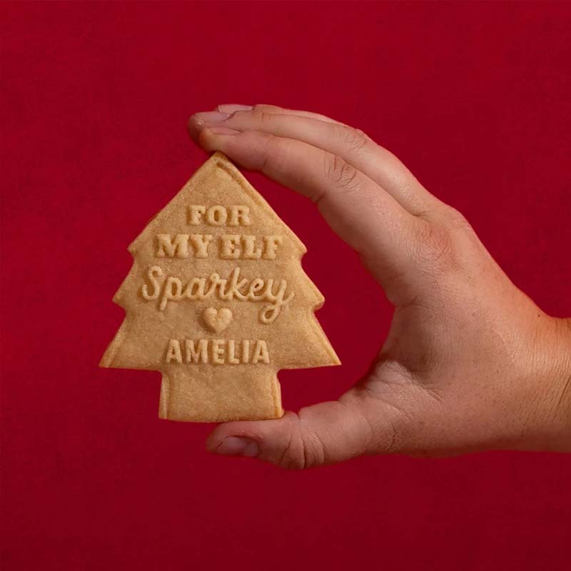 Custom Holiday Baking Stamp Acrylic Cookie Press - Elf Cookie Stamp