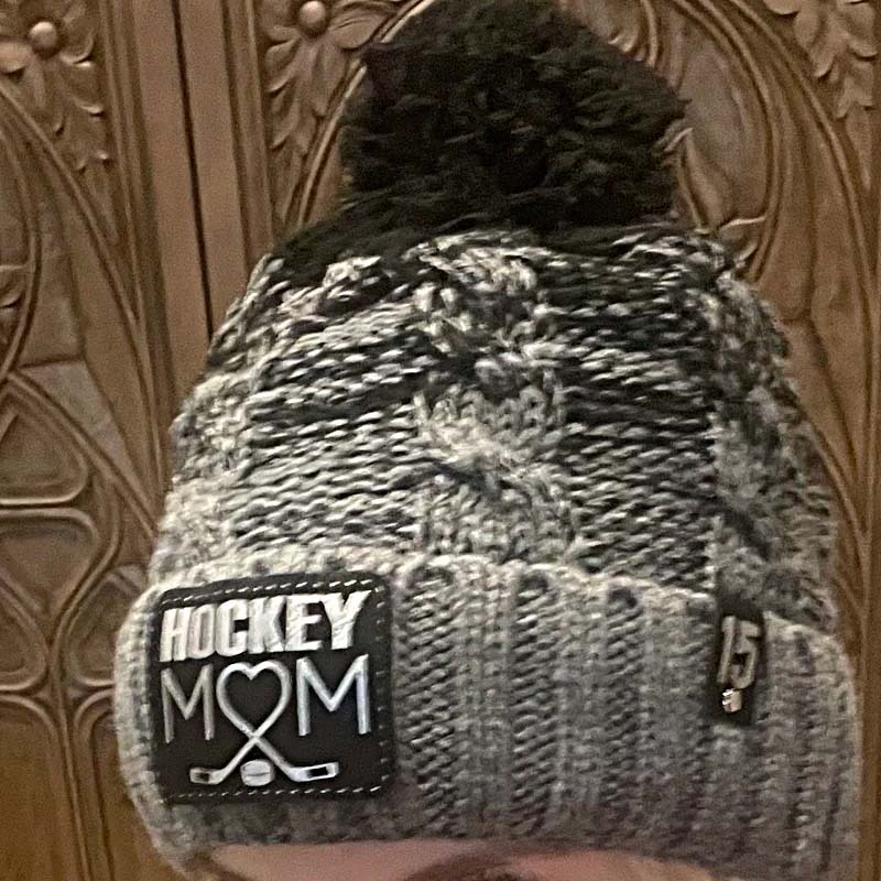 Custom beanie with pom - Hockey Mom hat