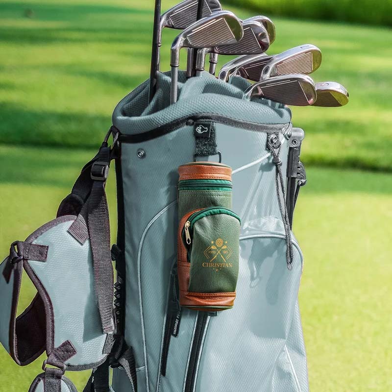 Personalized Leather Engraved Monogram Golf Bag Gift for Golf Lover