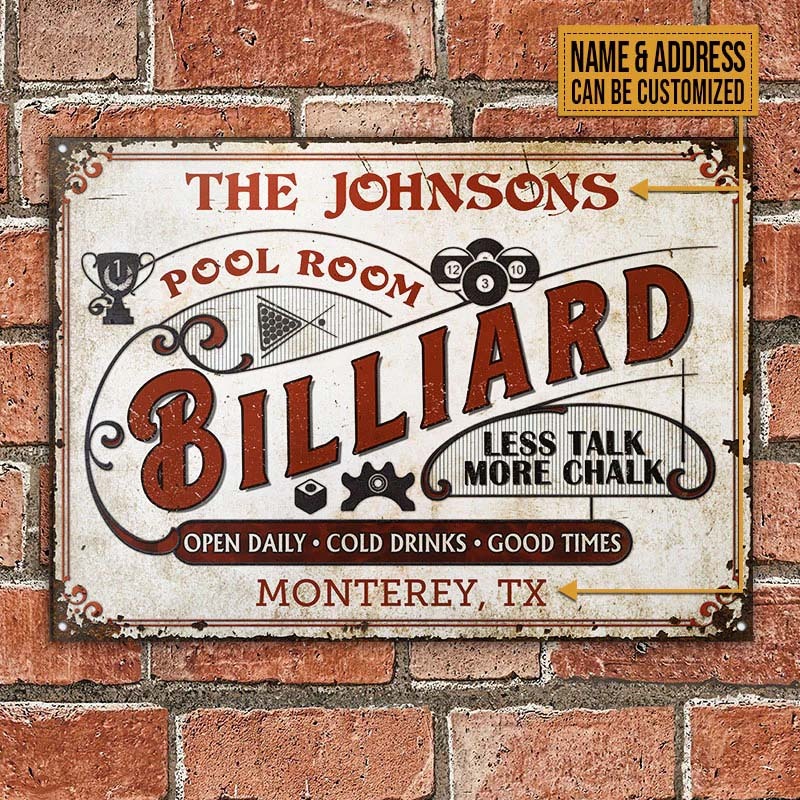 Personalized Billiards Pool Room Cold Drinks Good Times Custom Classic Metal Signs