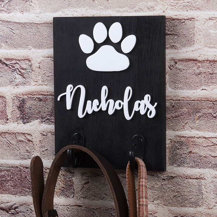 3D wood 8x6 Personalized Pet Dog Leash Sign