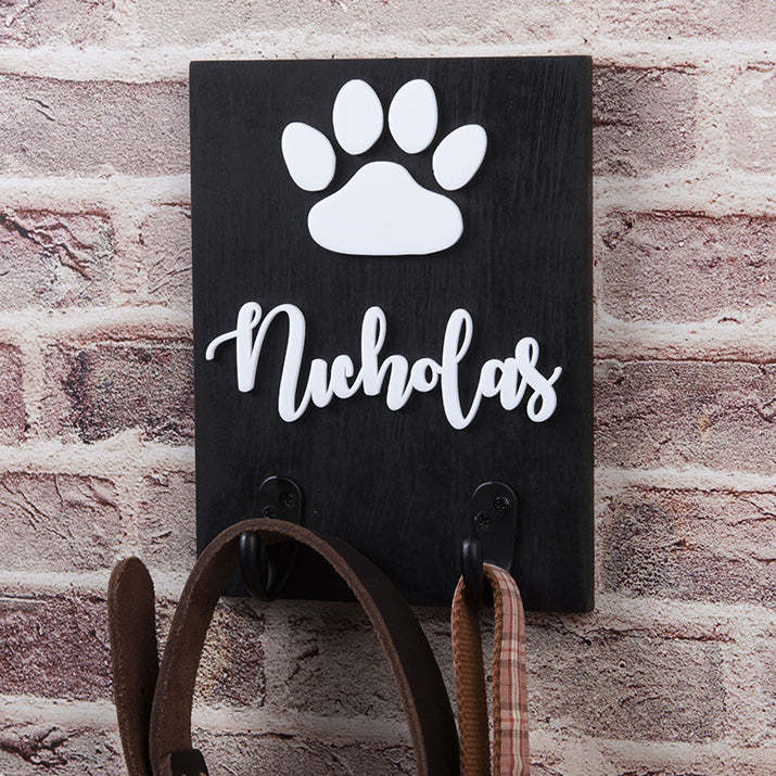 3D wood 8x6 Personalized Pet Dog Leash Sign