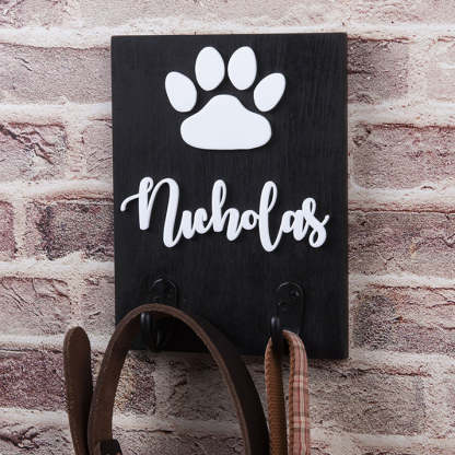 3D wood 8x6 Personalized Pet Dog Leash Sign