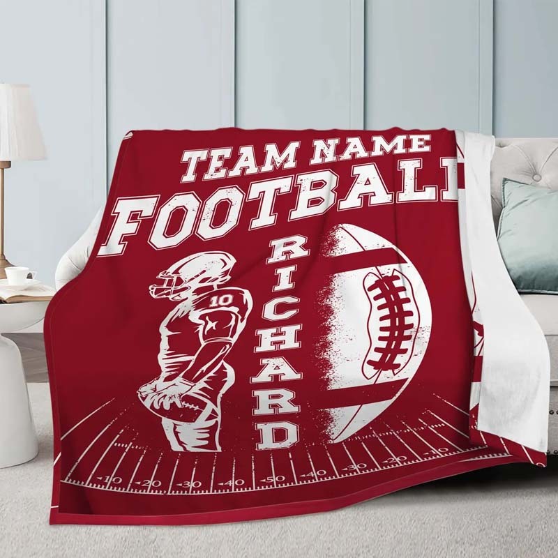 Custom Football Blanket with Name and Number Custom Name Blanket