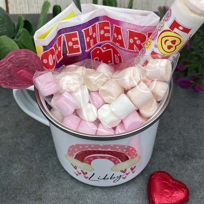 Personalised Rainbow Enamel Mug Sweet Gift Mug Galentines day gift