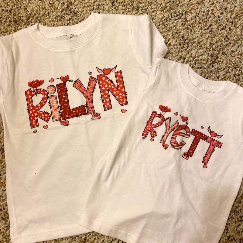 Unisex Kids Tee Valentine Custom Kids Name Shirt Valentine's Day Gift