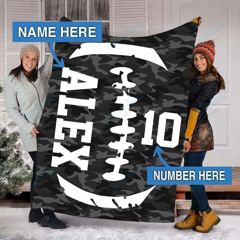 Customized Football Blanket with Your Name and Number