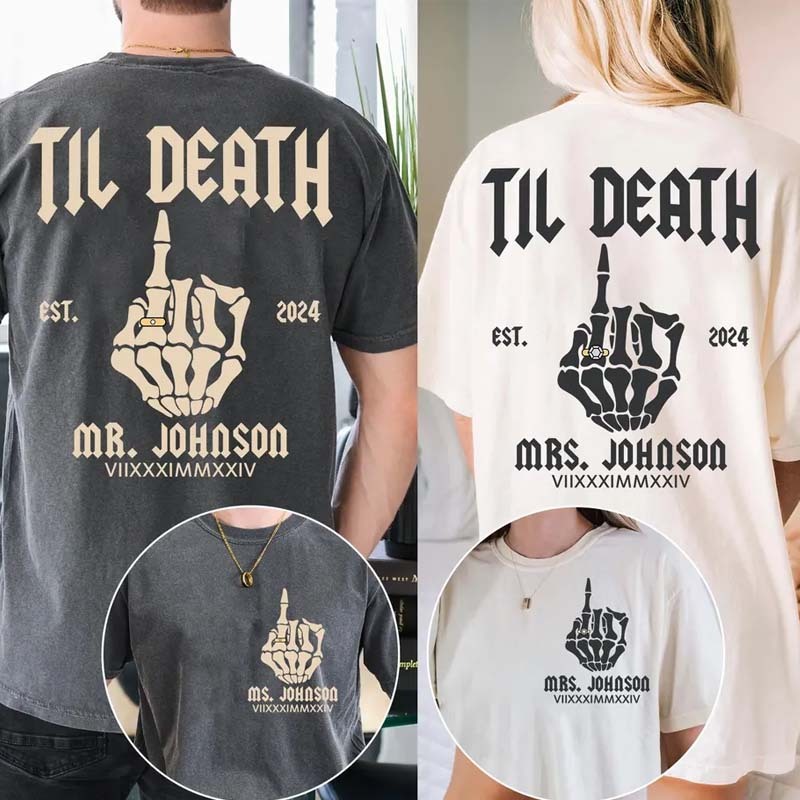 Custom Bride & Groom Shirts Funny Wedding Gift Valentine's Day Couple Outfits