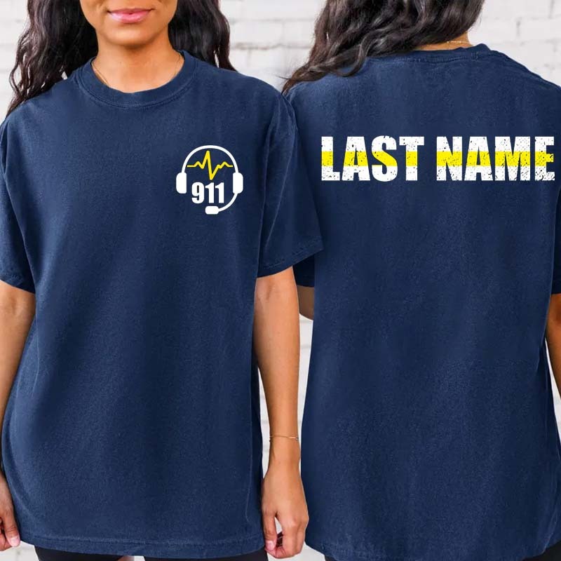 Personalized 911 Dispatcher Shirt - Thin Gold Line Shirt - 911 Dispatcher Gift