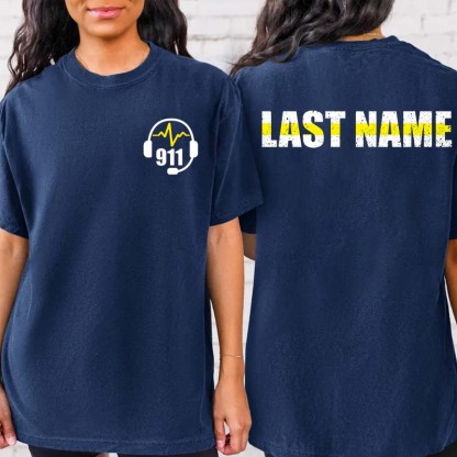 Personalized 911 Dispatcher Shirt - Thin Gold Line Shirt - 911 Dispatcher Gift