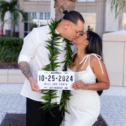 Custom Wedding Car License Plate - Wedding Date Sign- Romantic Plate