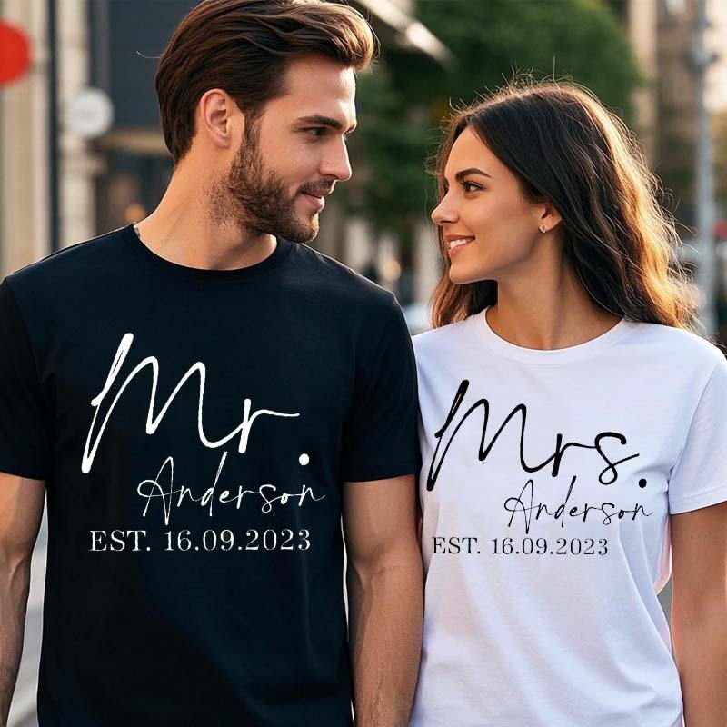 Personalized Mr. And Mrs. Shirt Custom Wifey Hubby Shirts Just Married Shirt Wedding Anniversary Gift
