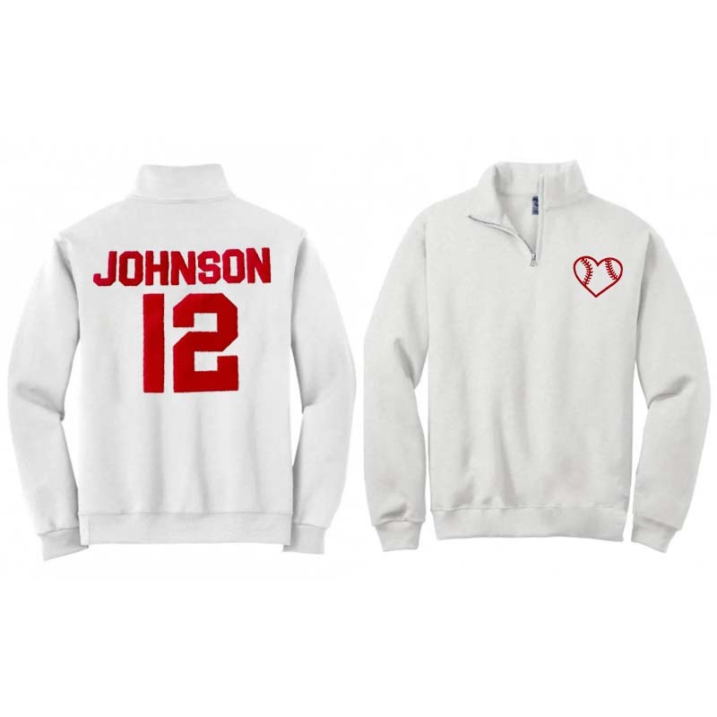 Custom Baseball Embossed Quarter Zip Sweatshirt Baseball Mom Sweatshirt Baseball Sweatshirt with name, number