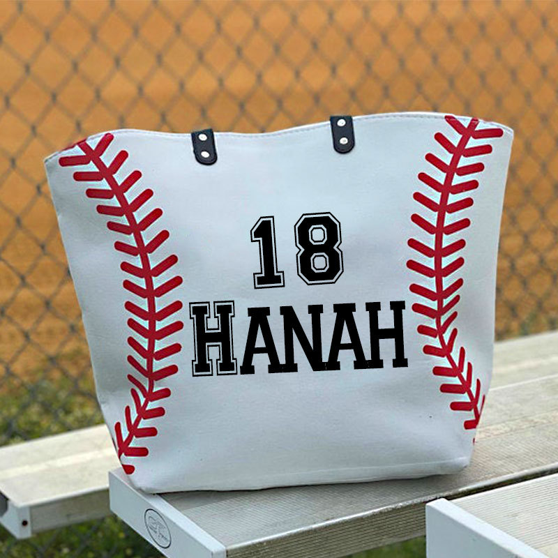 Personalized Oversize Canvas Baseball Tote Bag