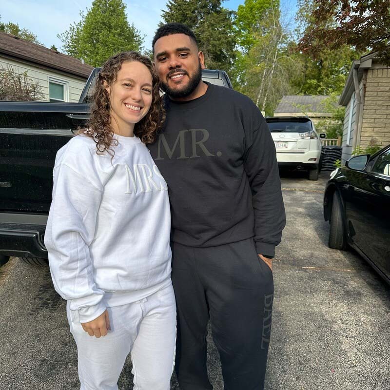 Custom Mr and Mrs Sweatshirts Embossed Mr and Mrs Tracksuit