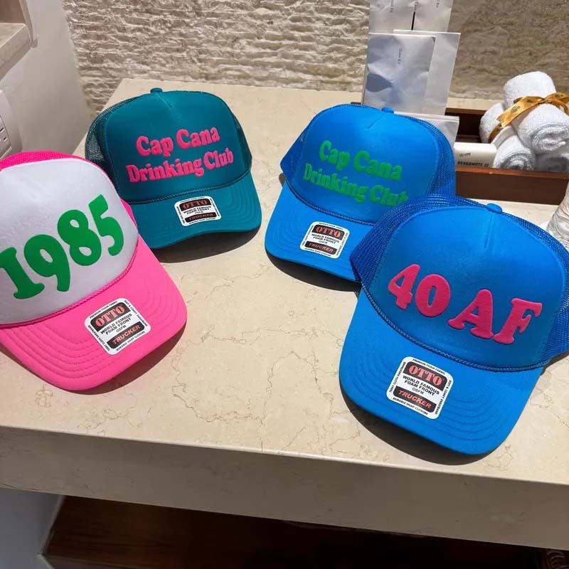 Custom Puff Birth Year Trucker Hats, Birthday Year Trucker Caps,Custom Player Number Trucker Hat