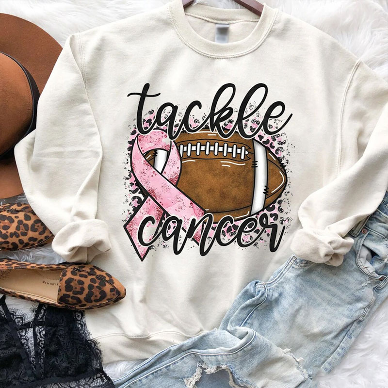 Tackle Cancer Sweatshirt, Breast Cancer Awareness, Watch Football Hoodie