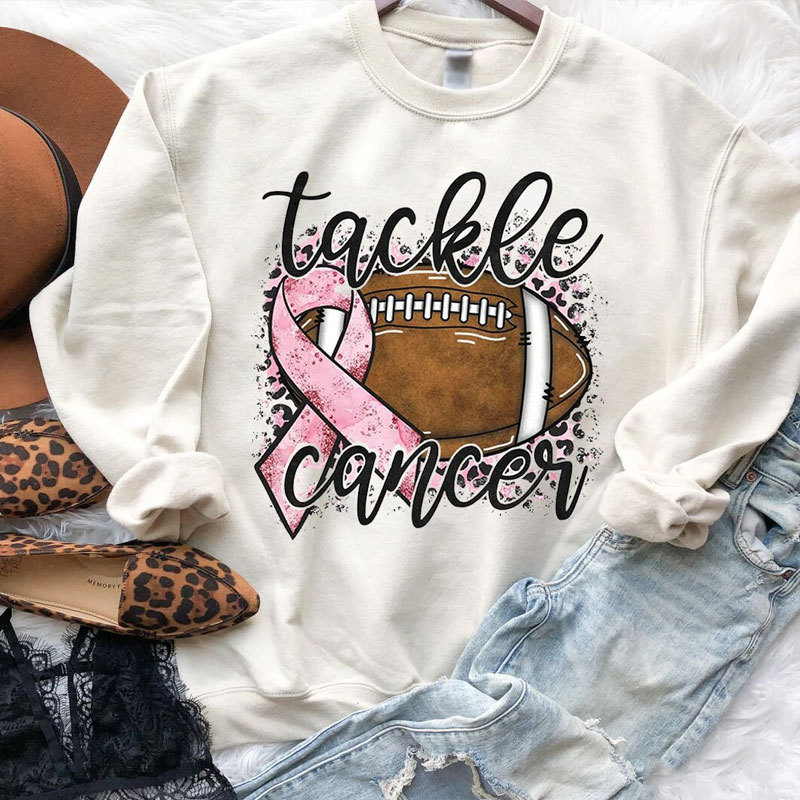 Tackle Cancer Sweatshirt, Breast Cancer Awareness, Watch Football Hoodie