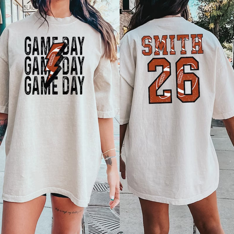 Personalized Football Mom Shirt, Custom Game Day Mom Football Tee