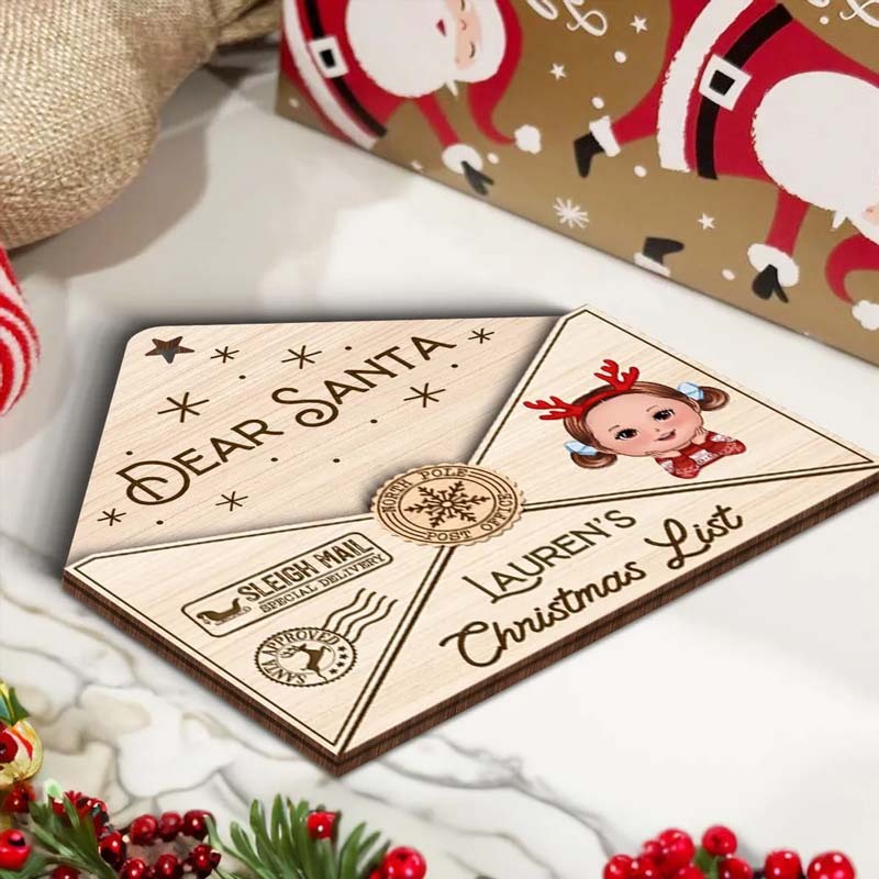 Letter To Santa Personalized Wooden Ornament, Christmas Gift For Little Ones
