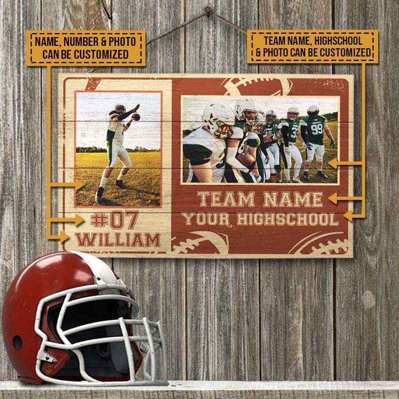 Custom Photo American Football Highschool Team Custom Wood Rectangle Sign