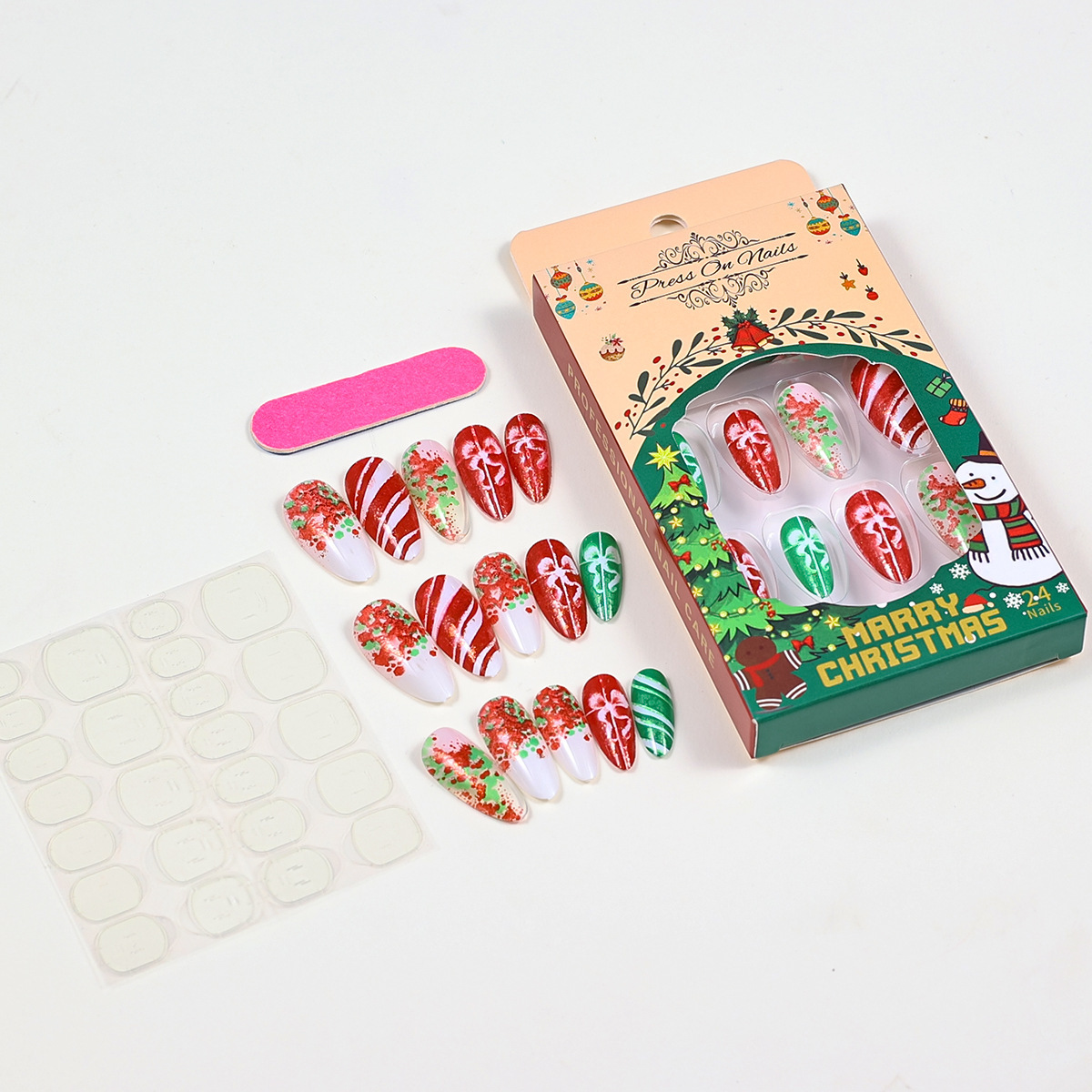 Christmas Bowtie Nail Tips, Press-On Nails