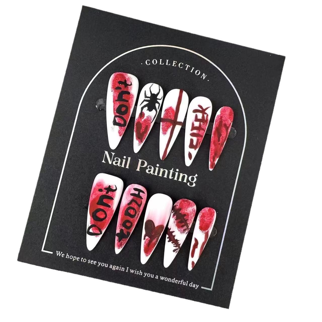 Handmade Halloween Press-On Nail Tips-yw012
