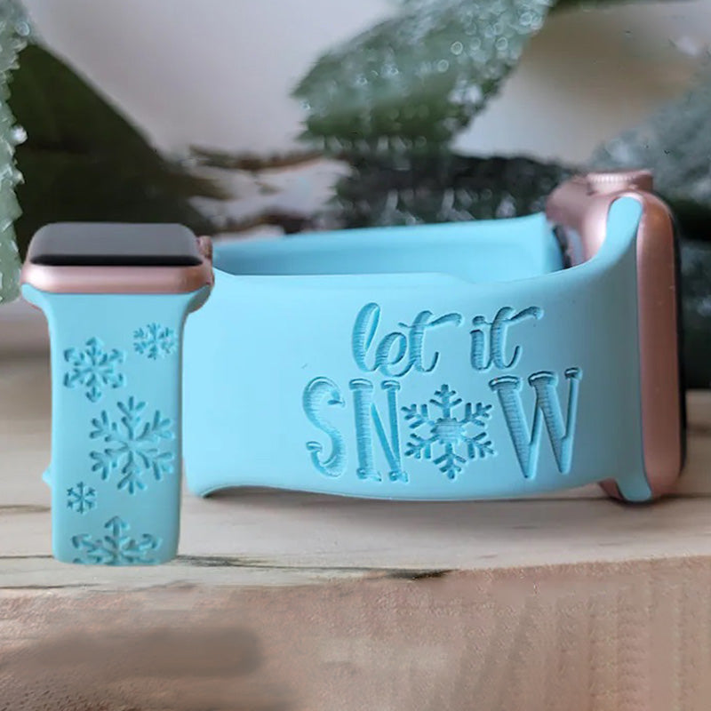 Let it Snow Watch Band, Engraved Silicone Watch Band for Apple, Samsung and Fitbit