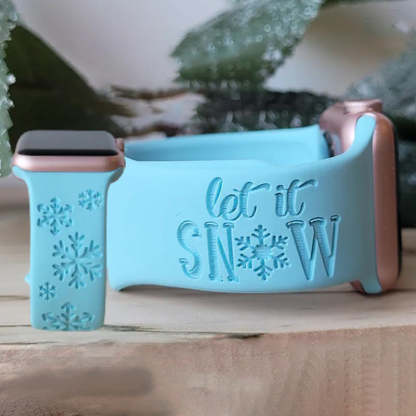 Let it Snow Watch Band, Engraved Silicone Watch Band for Apple, Samsung and Fitbit