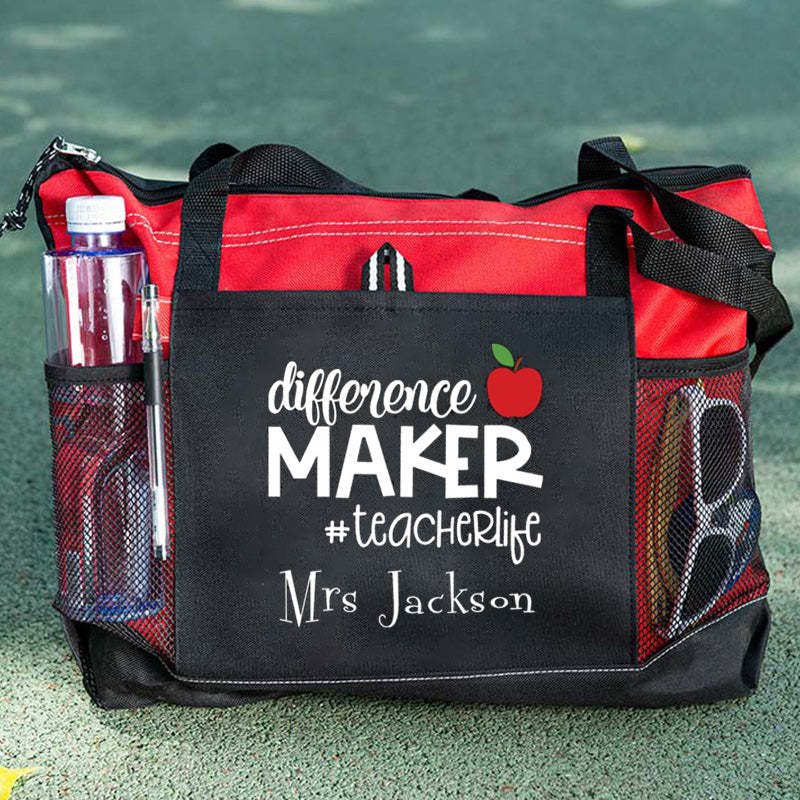 Difference Maker #TeacherLife Personalized Tote Bag