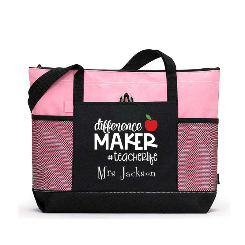 Difference Maker #TeacherLife Personalized Tote Bag