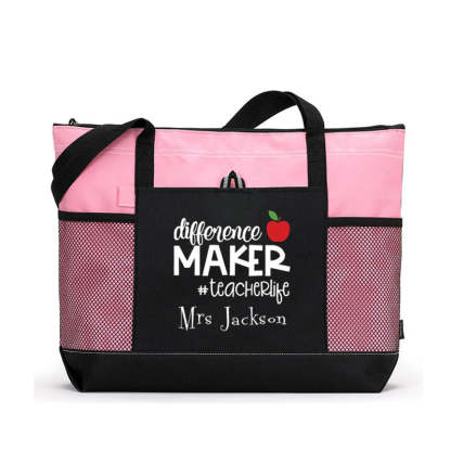 Difference Maker #TeacherLife Personalized Tote Bag
