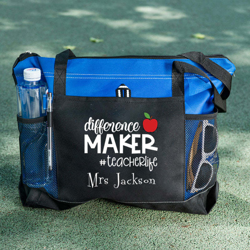Difference Maker #TeacherLife Personalized Tote Bag