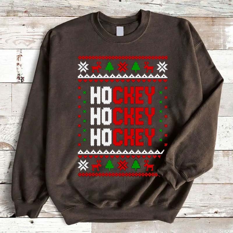 Ho Ho Hockey  Hockey Ugly Christmas Sweater Holiday Hockey Shirt Sublimation
