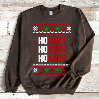 Ho Ho Hockey  Hockey Ugly Christmas Sweater Holiday Hockey Shirt Sublimation