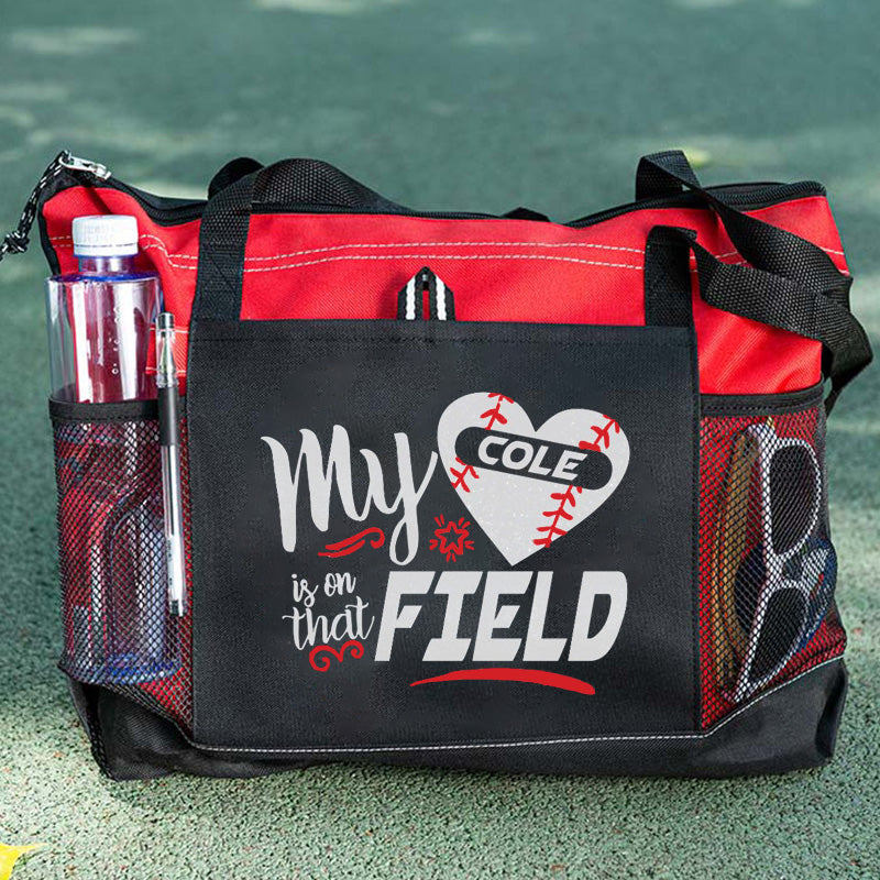 My Heart is on that Field Tote Bag，Personalized Mom Tote Bag
