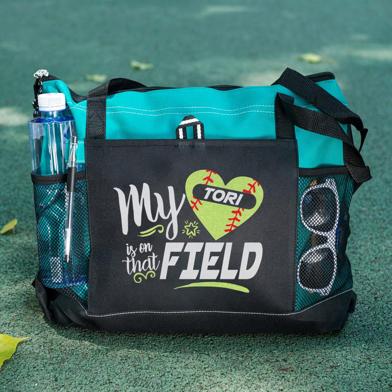 My Heart is on that Field Tote Bag，Personalized Mom Tote Bag