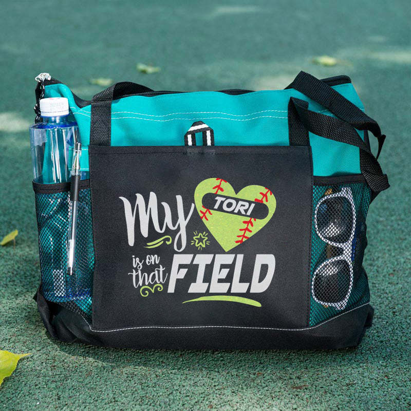 My Heart is on that Field Tote Bag，Personalized Mom Tote Bag